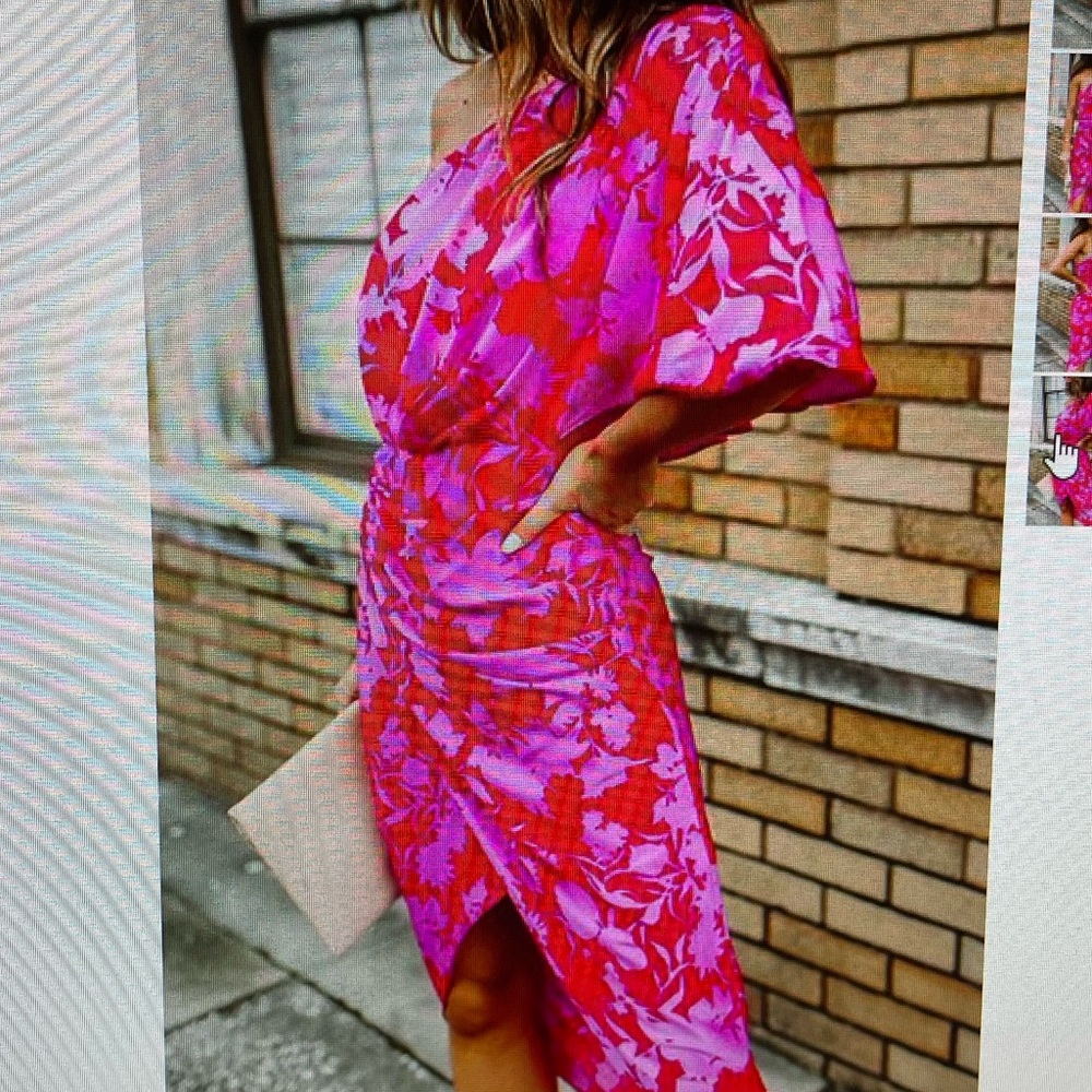 One shoulder printed tulip hem dress
